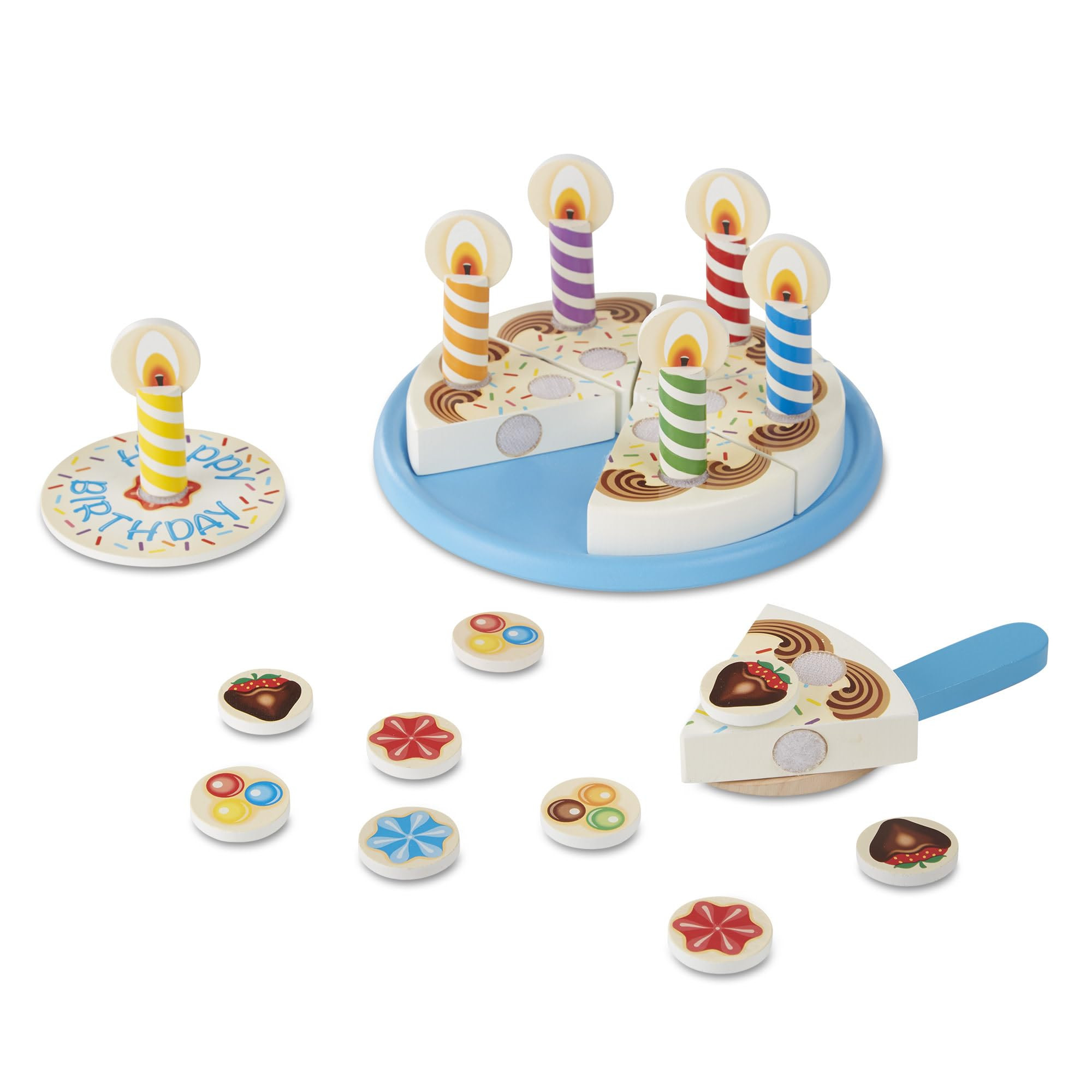 Melissa & Doug Birthday Party Cake - Wooden Play Food with Mix-n-Match Toppings and 7 Candles | Amazon (US)