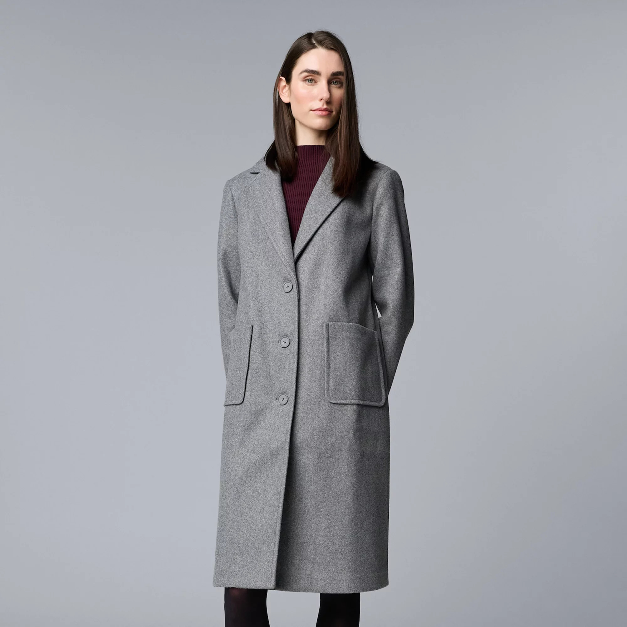 Petite Simply Vera Vera Wang Brushed Melton Coat | Kohl's