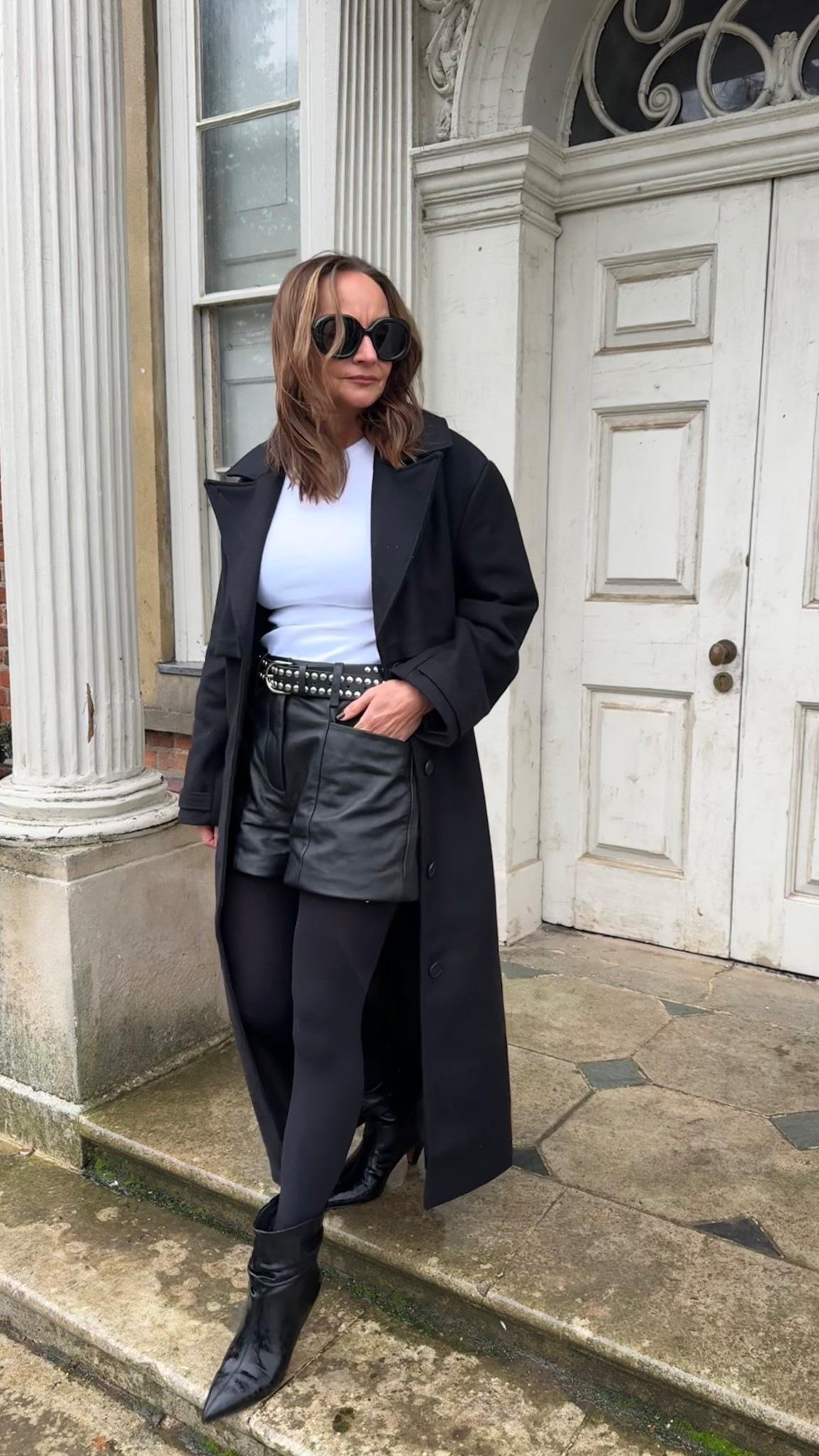 Saint + Sofia Winter edit in nappa leather shorts and timeless black wool coat 

#LTKover50style #LTKeurope #LTKwinter