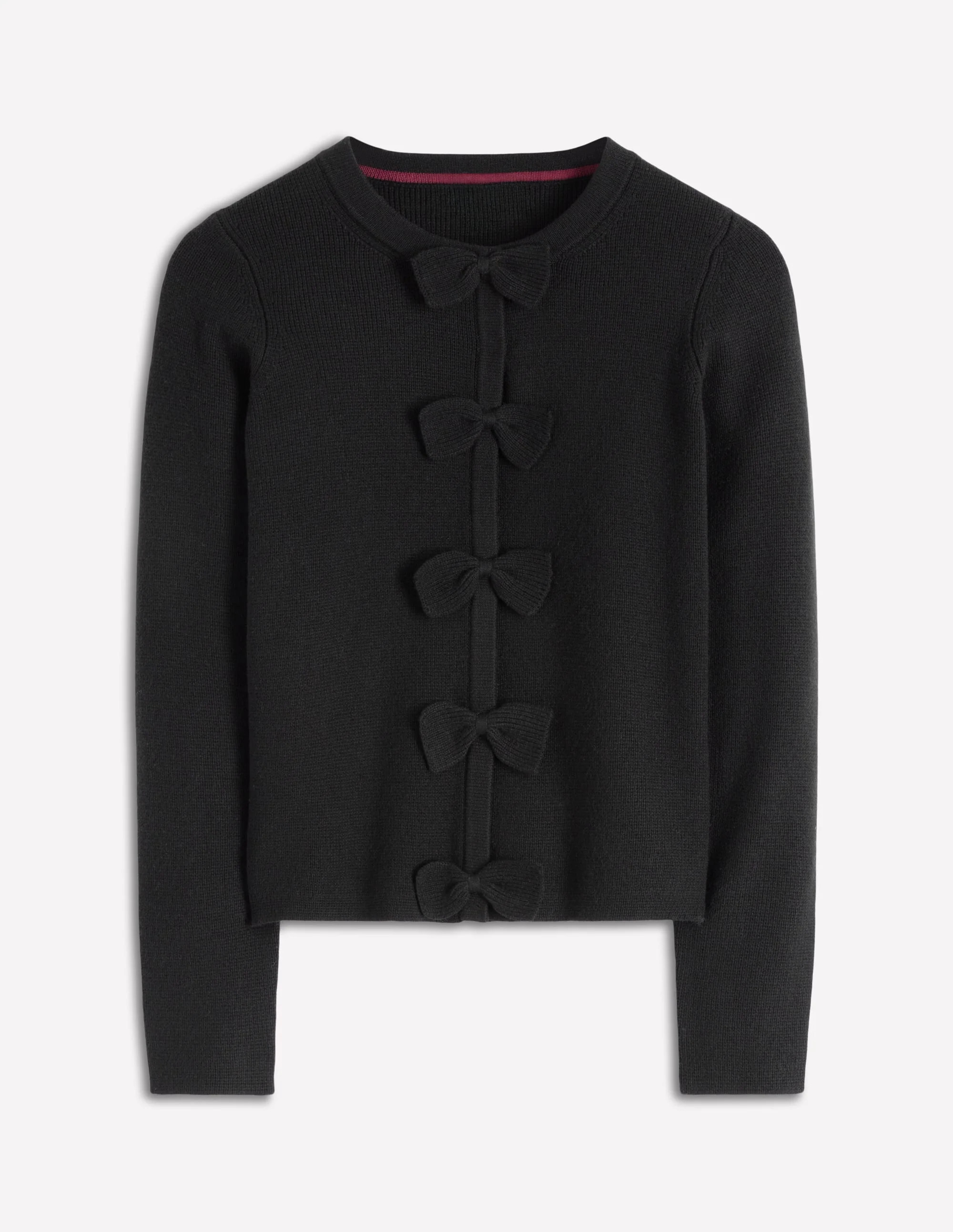 Knitted Bow Cardigan-Black | Boden (US)