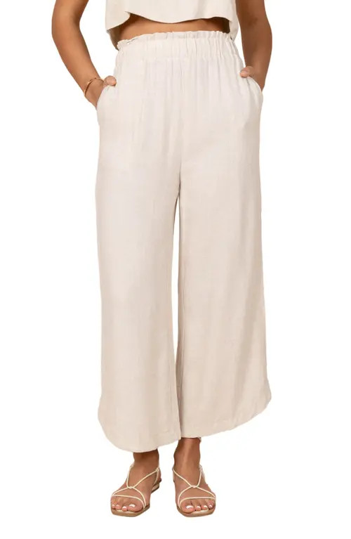 Petal & Pup Eleanor Wide Leg Linen Pants in Beige at Nordstrom, Size Small | Nordstrom