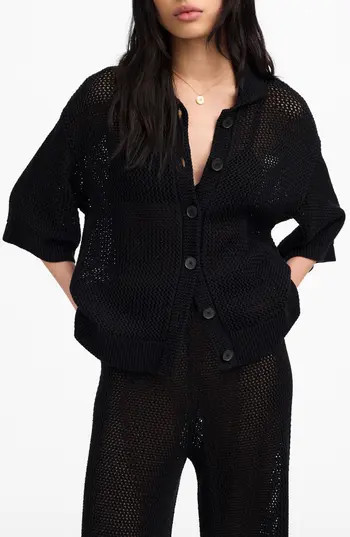 Madewell Open Stitch Button Front Cardigan in True Black at Nordstrom Rack, Size Xx-Large | Nordstrom Rack