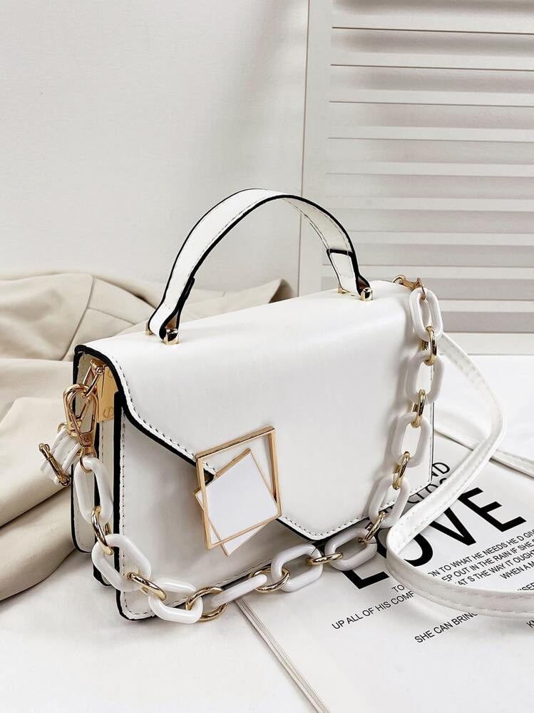 Bolso de mano con solapa con cadena decorado | SHEIN