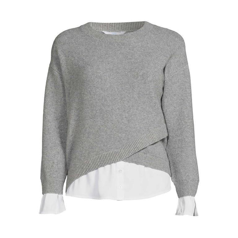 Time And Tru Women's Two-Fer Sweater Top | Walmart (US)