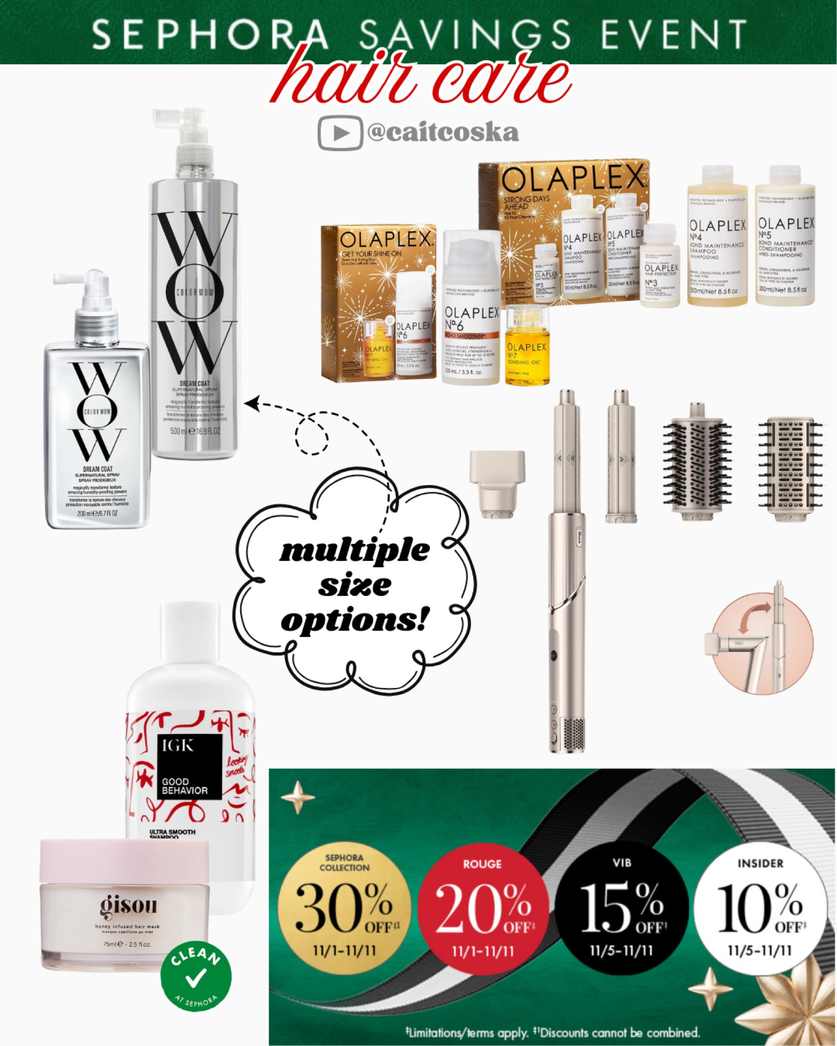 ✨ Perfect hair starts here! Sephora’s Holiday Savings Event is live, and it’s the best time to grab my top hair care must-haves that truly deliver results. Whether you’re looking for smoothness, shine, or deep repair, these products will take your hair game to the next level. Here’s why each of these is worth the splurge:

💦 ColorWow Dream Coat Supernatural Spray – Humidity-proof, frizz-free hair for days! This spray coats each strand with a water-resistant layer that keeps hair sleek, smooth, and glossy, rain or shine.

🌟 Olaplex Get Your Shine On Value Set (No. 6 Bond Smoother & No. 7 Bonding Oil) – Perfect for adding shine and hydration without weighing hair down. The Bond Smoother tames frizz, while the Bonding Oil boosts radiance and protects against heat.

💪 Olaplex Strong Days Ahead Value Set (No. 3 Hair Perfector, No. 4 Shampoo, No. 5 Conditioner) – Your all-in-one strengthening routine! No. 3 repairs damaged bonds, while the shampoo and conditioner strengthen and nourish for healthier hair with every wash.

🌬 Shark Flexstyle Hair Drying System – The ultimate tool for quick, salon-quality blowouts at home! With multiple styling attachments, this system is perfect for creating smooth, voluminous, or curly styles.

✨ IGK Good Behavior Ultra Smooth Shampoo – A keratin-like treatment in a bottle! This shampoo tames frizz, smooths texture, and adds a silky shine, ideal for anyone looking to reduce styling time.

🍯 Gisou Honey Infused Hair Mask – Deep hydration from honey to keep your hair soft, shiny, and nourished. This mask is a moisture boost for dry or damaged hair, leaving it smooth and manageable.

🛒 Stock up before these deals are gone! Follow for more beauty picks by category as I share my top recommendations throughout the sale. Tap to shop and treat your hair to the best!

#LTKBeauty #LTKSaleAlert #LTKCyberWeek
