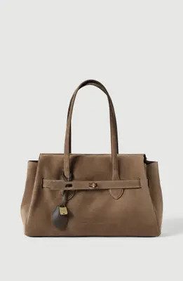 Brunello Cucinelli Explorer shoulder bag in suede in Bark at Nordstrom | Nordstrom