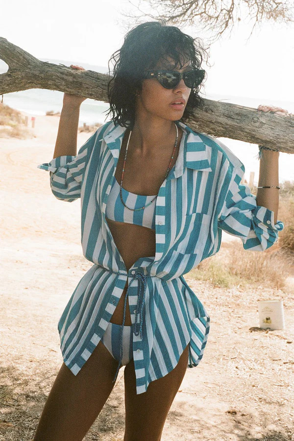 The Oxford Tunic Peacock Blue | Solid & Striped