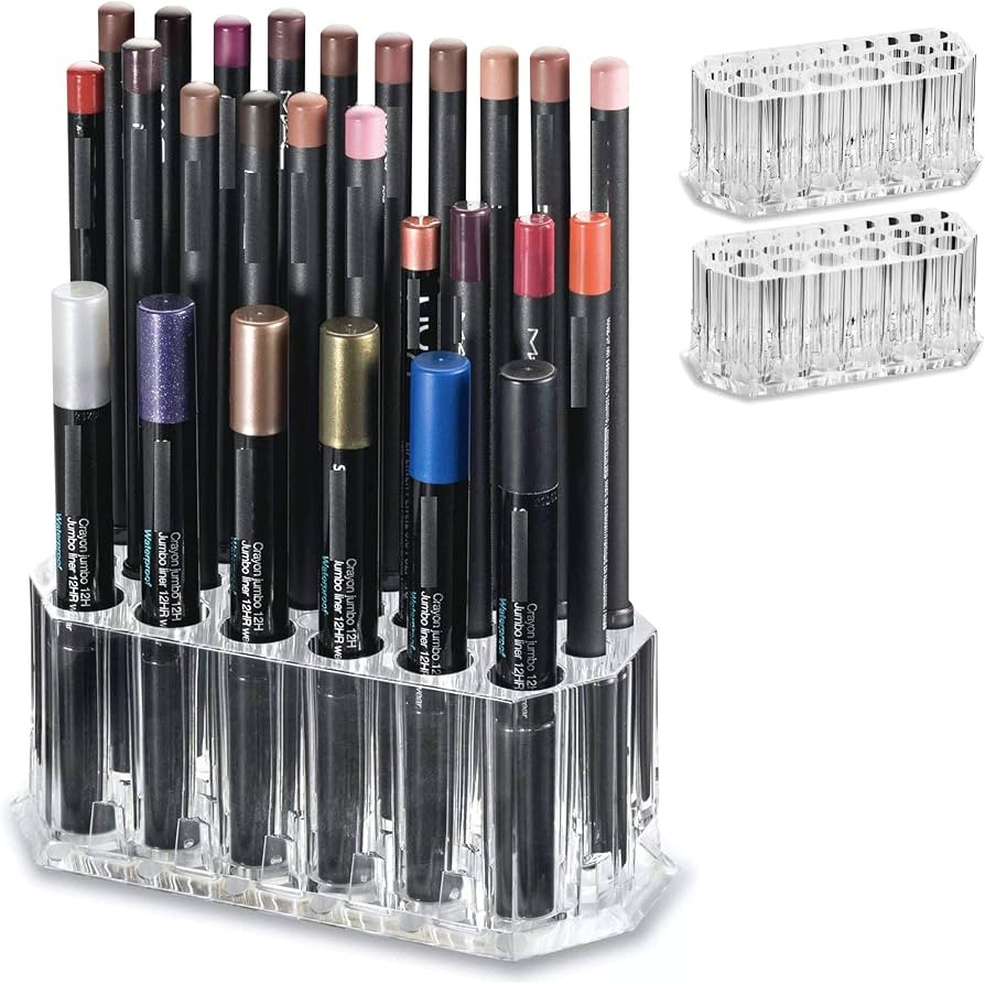 BY ALEGORY Acrylic Eyeliner Organizer & Lip Liner Organizer 26 Space Storage 20 Standard 6 Jumbo ... | Amazon (US)