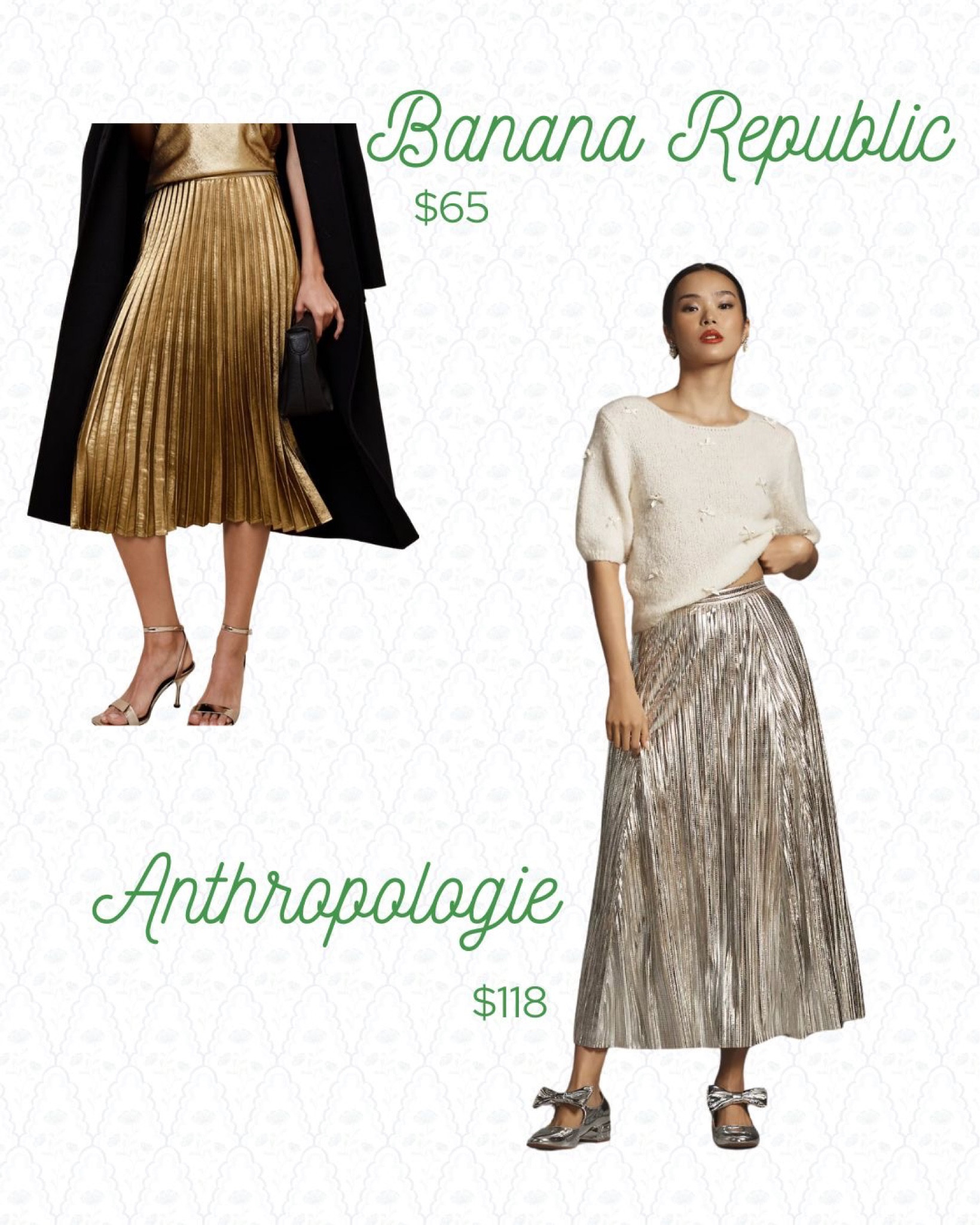 Metallic skirt look for less. Perfect for an office holiday party! 

#LTKFindsUnder100 #LTKParties #LTKSaleAlert