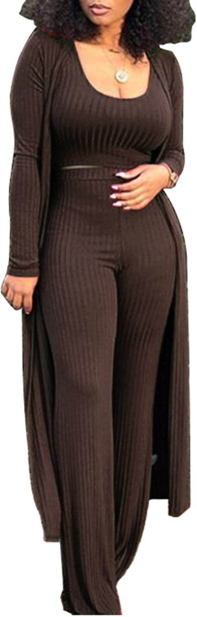 HANMAX Women's Tracksuit Winter Autumn Knitted Long-sleeved Blazer Coat Tank Long Pants Three Pie... | Amazon (US)