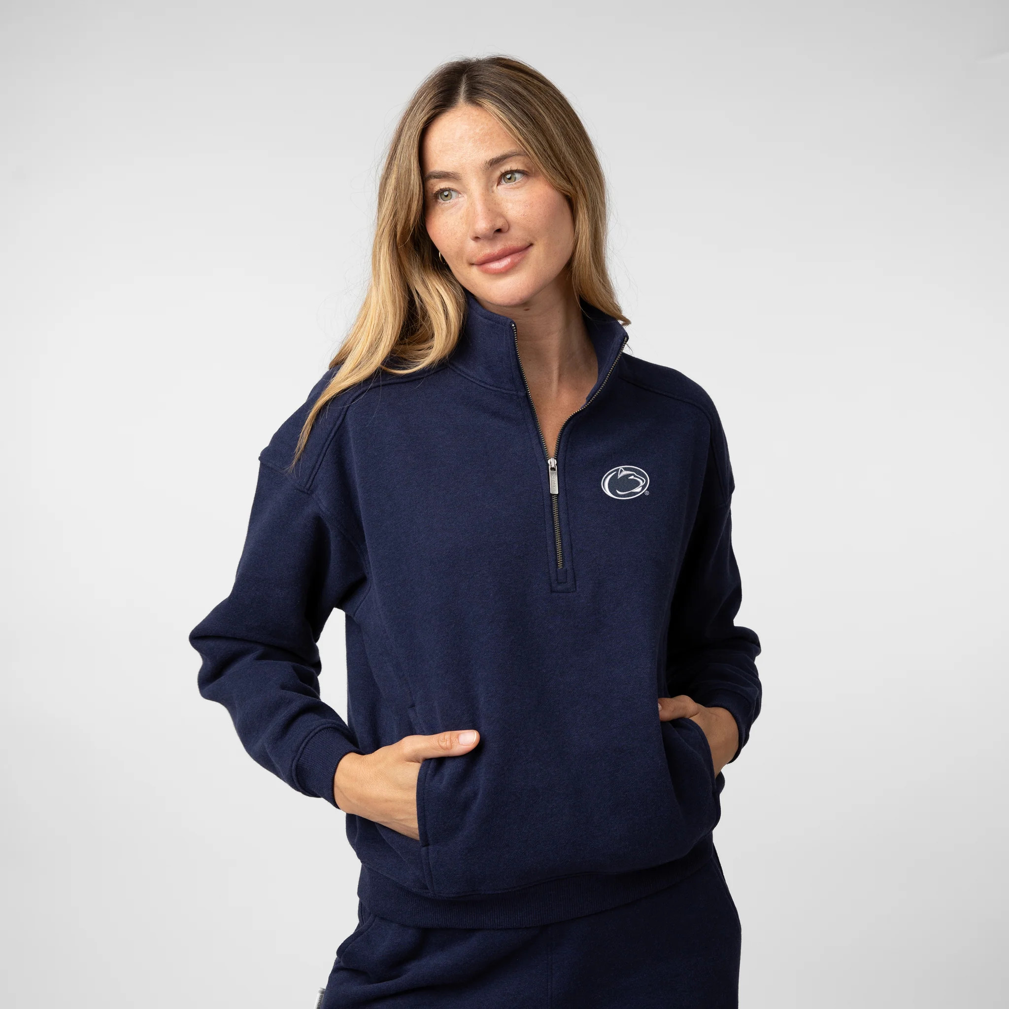 Serenity Collegiate Half-Zip - Penn State | Heather - Indigo Blue - PSU 6 WHITE | Shop.app
