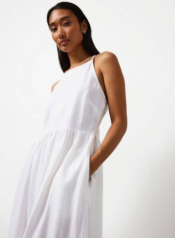 Buy White Linen Blend Waisted Dress 6 | Midaxi | Tu | Tu Clothing