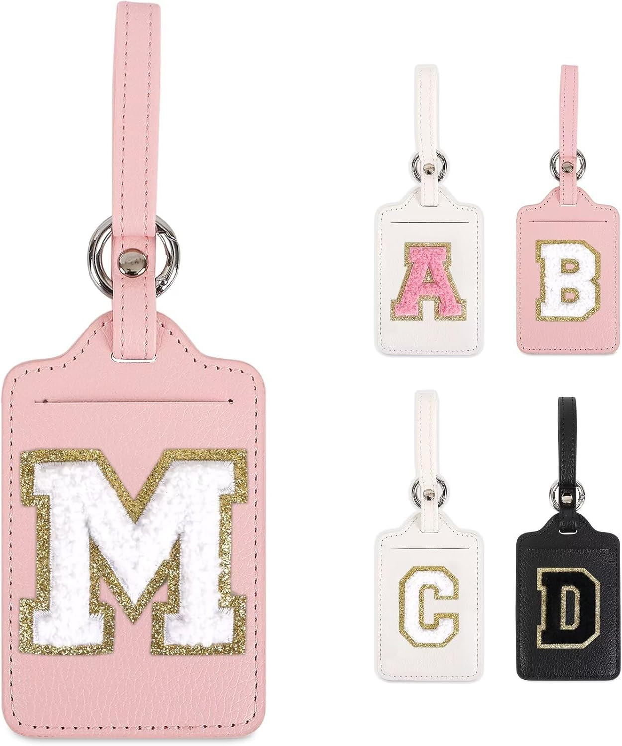 Personalized Initial Luggage Tag, Cute Chenille Letter Luggage Tags for Suitcases PU Leather Bag ... | Amazon (US)