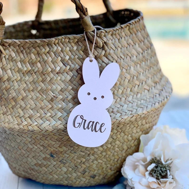 Easter Basket Tag Peep Bunny Laser Cut and Engraved Name | Etsy | Etsy (US)