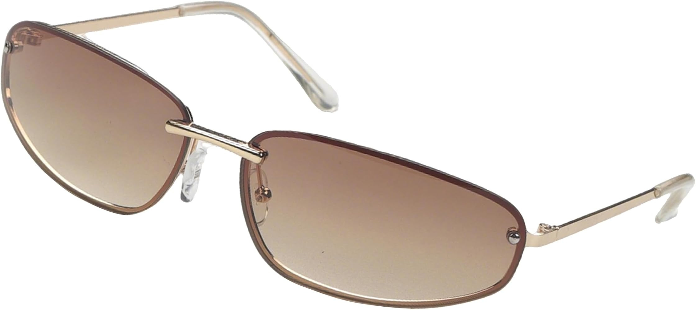 Y2K Sunglasses for Women Trendy Metal Wrap Around Shades, Retro 90s Oval Eyewear UV400 | Amazon (US)