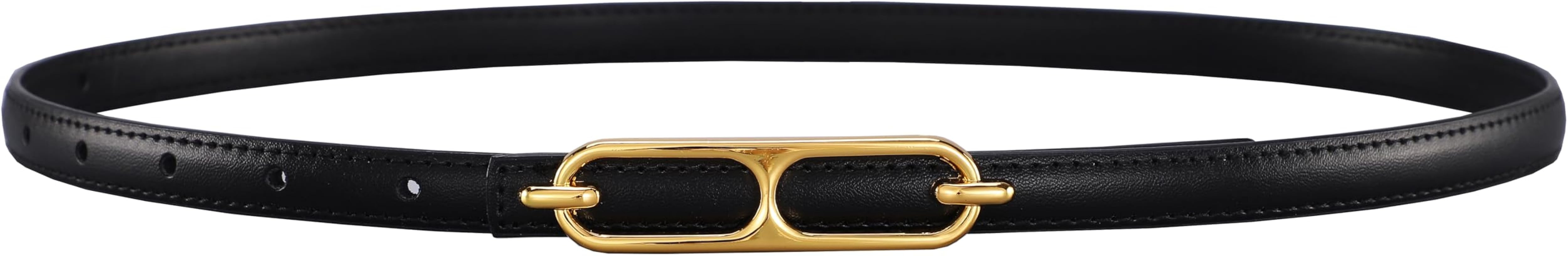 Womens Designer Belt for Jeans Dress, Ladies Fashion Skinny Belt with Gold Buckle | Amazon (US)
