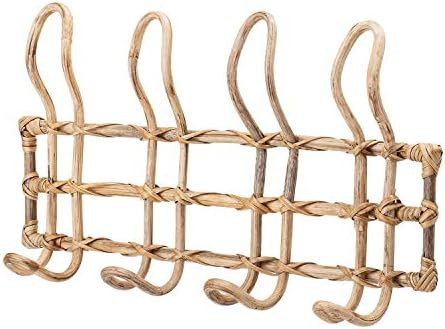 Beige Rattan Wall Hanger with 4 Hooks | Amazon (US)