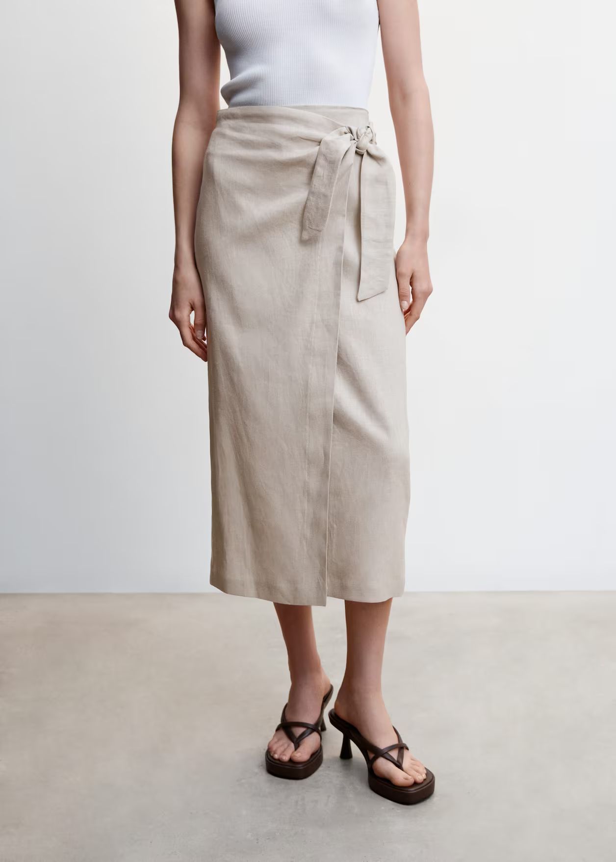 Linen-blend wrap skirt -  Women | Mango USA | MANGO (US)
