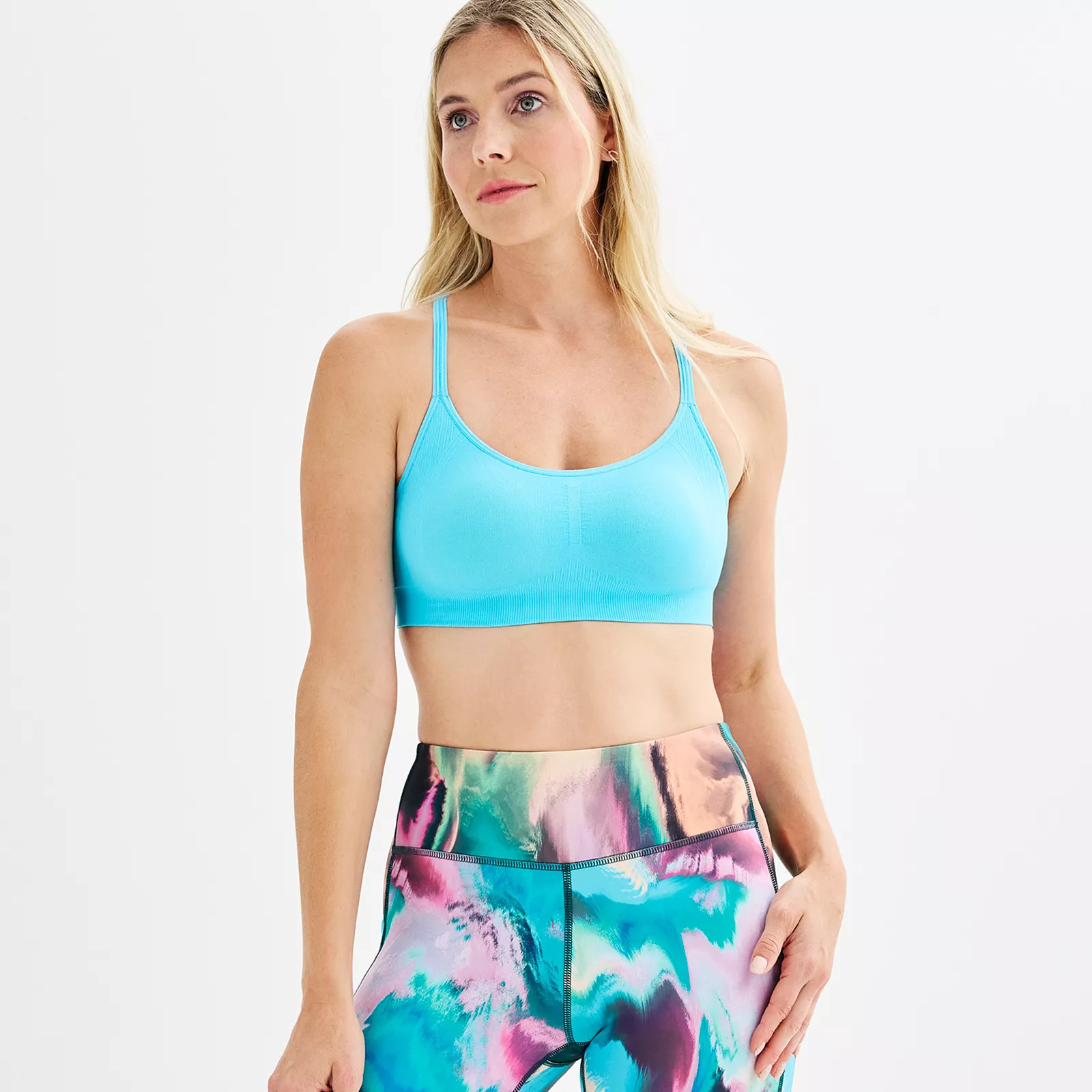 Tek Gear® Seamless Low-Impact Adjustable Sports Bra, Women's, Size: Medium, Med Blue | Kohl's