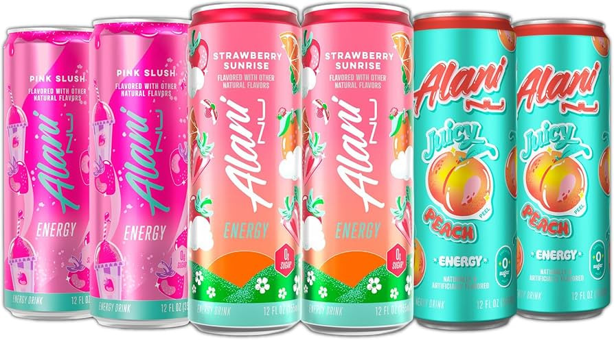 New Alani Energy Drinks Strawberry Sunrise, Pink Slush, Juicy Peach Flavors Variety Pack Sugar-Fr... | Amazon (US)