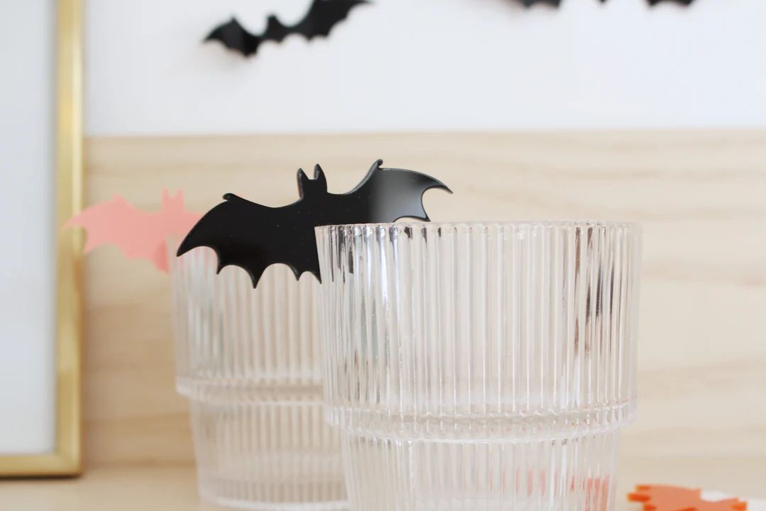 Halloween Drink Tags Bat Drink Tags Halloween Table Decor - Etsy | Etsy (US)