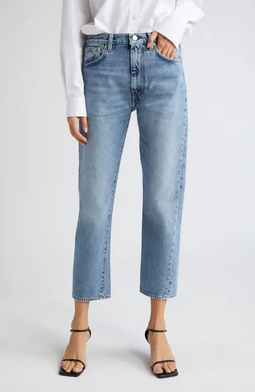 TOTEME Twisted Seam Organic Cotton Straight Leg Jeans in Worn Blue at Nordstrom, Size 29 | Nordstrom