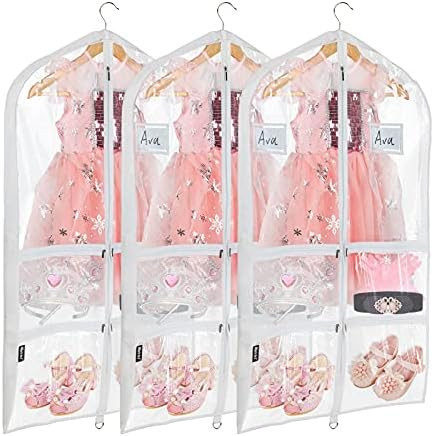 Univivi Clear PVC Dance Costume Bags (3 Pack) Garment Bag 40 Inch for Dance Competitions, with 4 ... | Amazon (US)