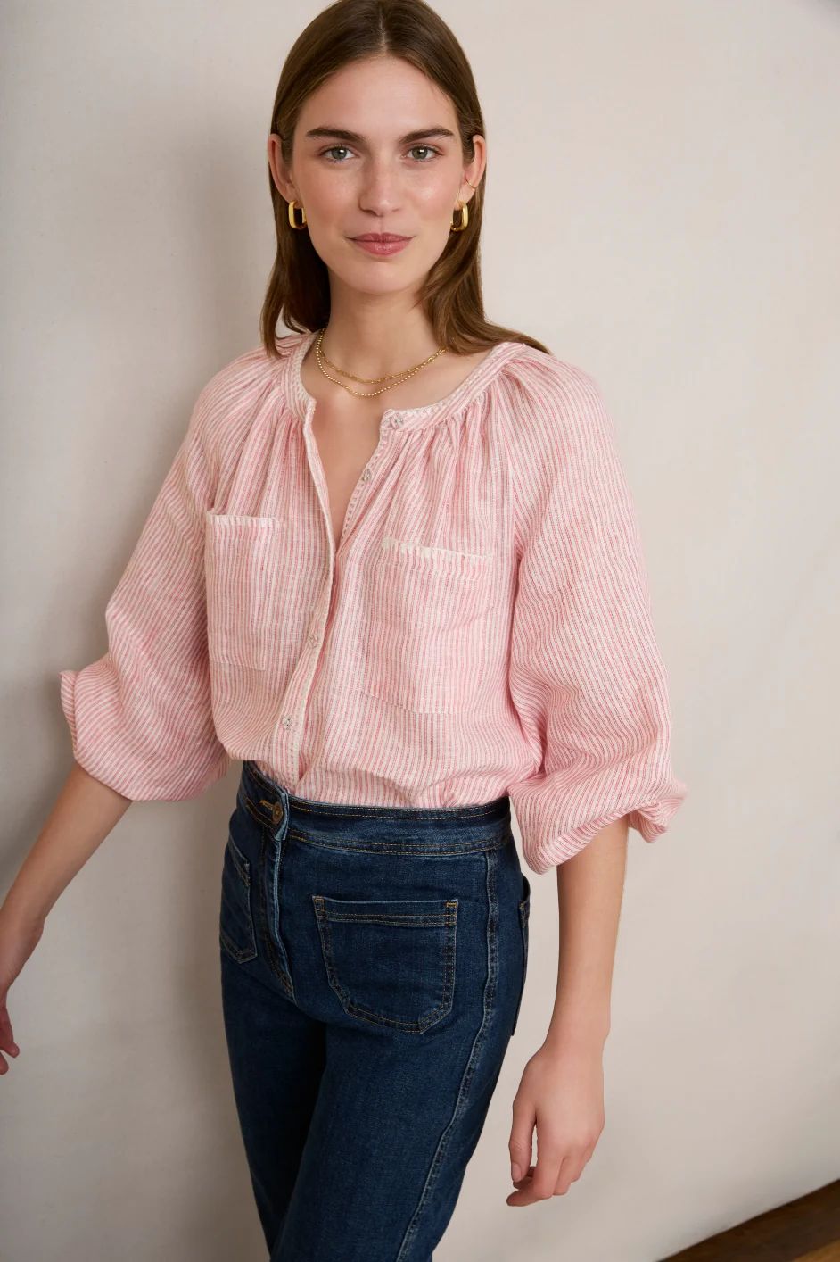 Monica Linen Shirt - Pink Stripe | WYSE London