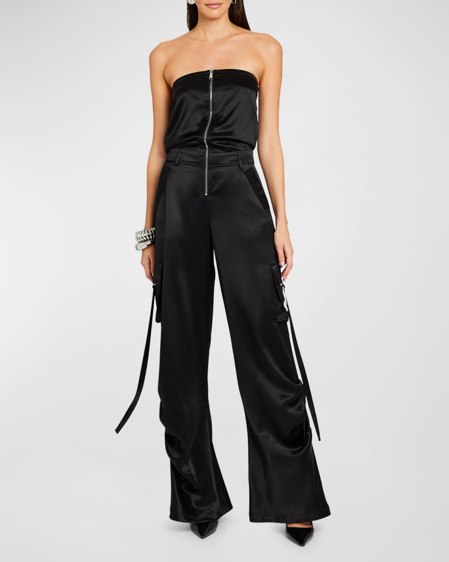 Estrella Strapless Wide-Leg Cargo Jumpsuit | Neiman Marcus