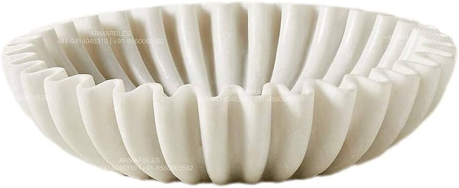 A.R. MARBLES Ruffle Bowl URLI | Marble Handmade RUFFLE Shape Bowl | DECORATIBE Frill Bowl | Natur... | Amazon (US)