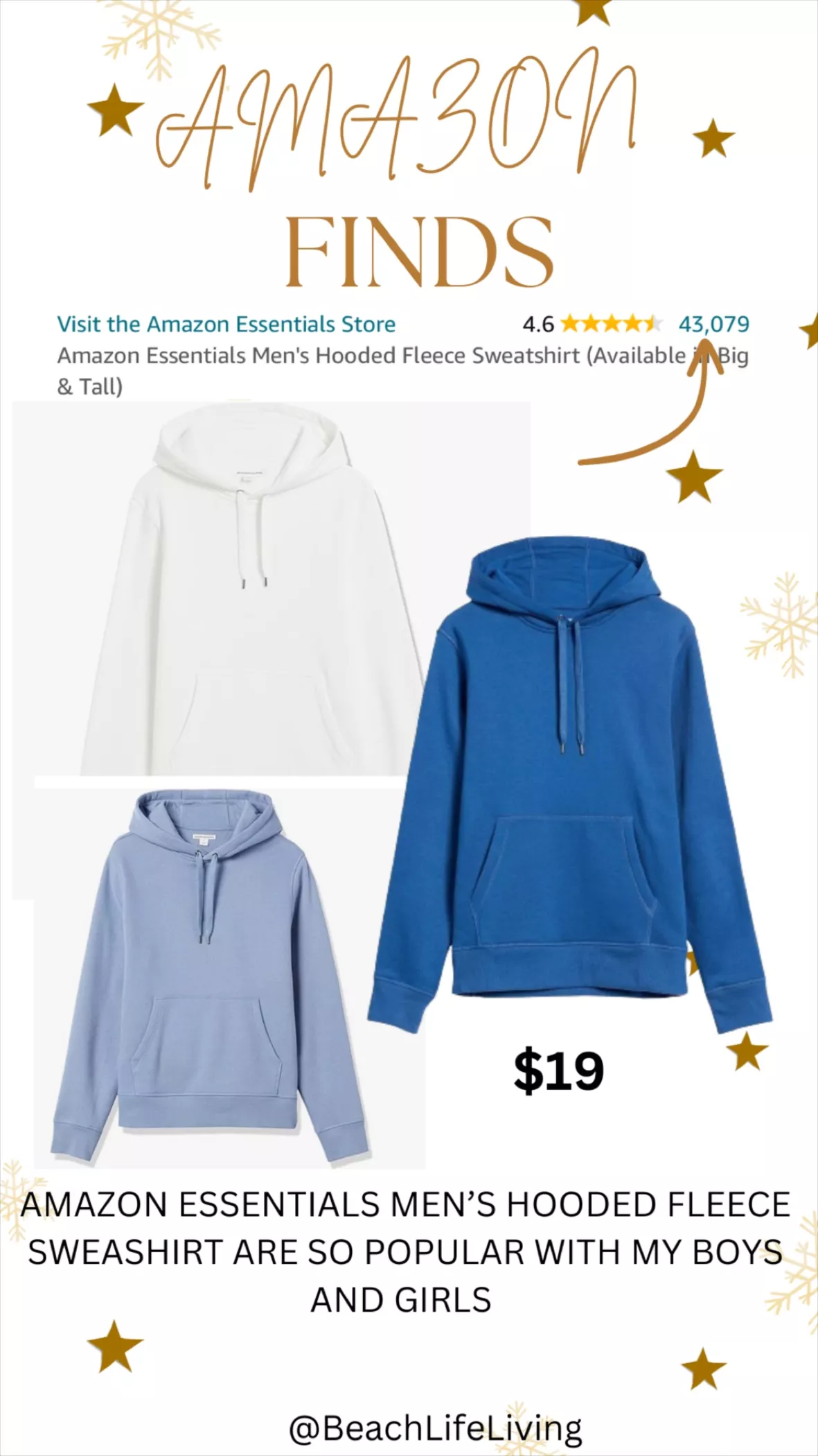 Essentials Men's Hooded Fleece Sweatshirt (Available in Big & Tall)