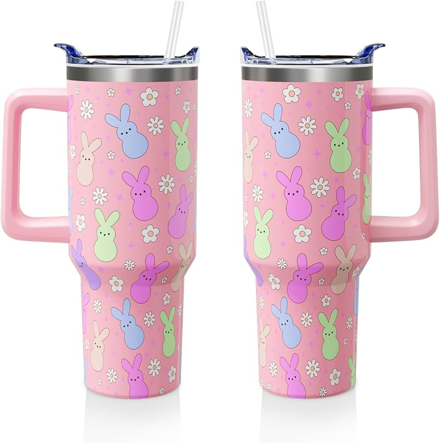 Easter Day Gifts 40oz Tumbler with Handle and Straw, Cute Bunnies Buddies Spring Stainless Steel ... | Amazon (US)