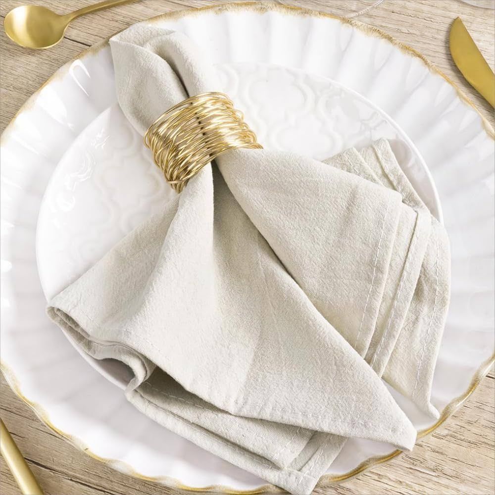 MLMW Natural Cotton Linen Napkins Set of 6 Soft Dinner Napkins Cloth 17"×17" Bulk Rustic Table N... | Amazon (US)