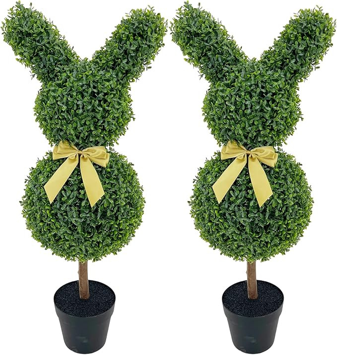 3FT Artificial Bunny-Shaped Topiary Tree Front Porch Decor Tree Potted Boxwood Topiary Outdoor Fa... | Amazon (US)