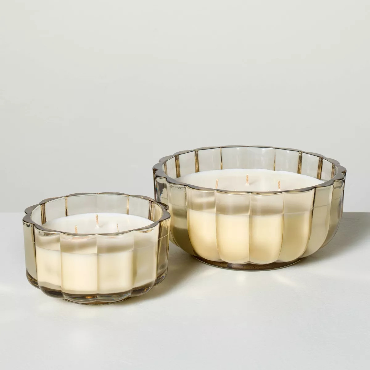 Scalloped Glass Mulled Spice Christmas Jar Candle Tan - Hearth & Hand™ with Magnolia | Target