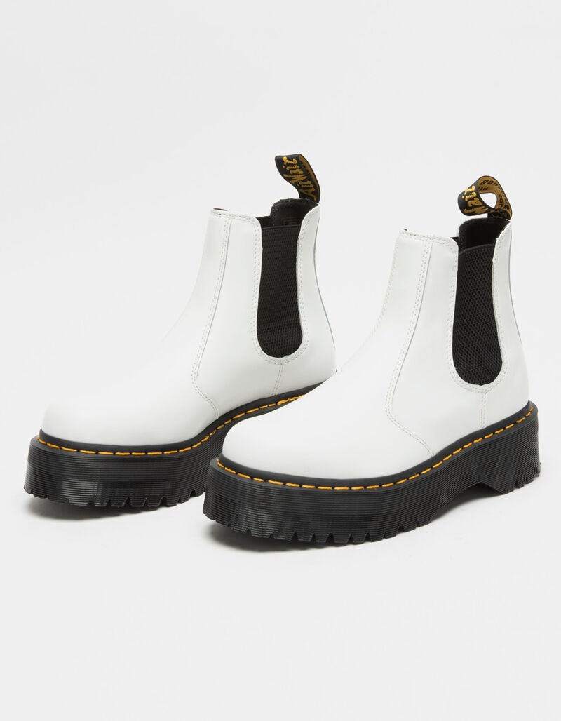 DR. MARTENS 2976 Quad Platform Womens White Chelsea Boots - WHITE - 362047150 | Tillys