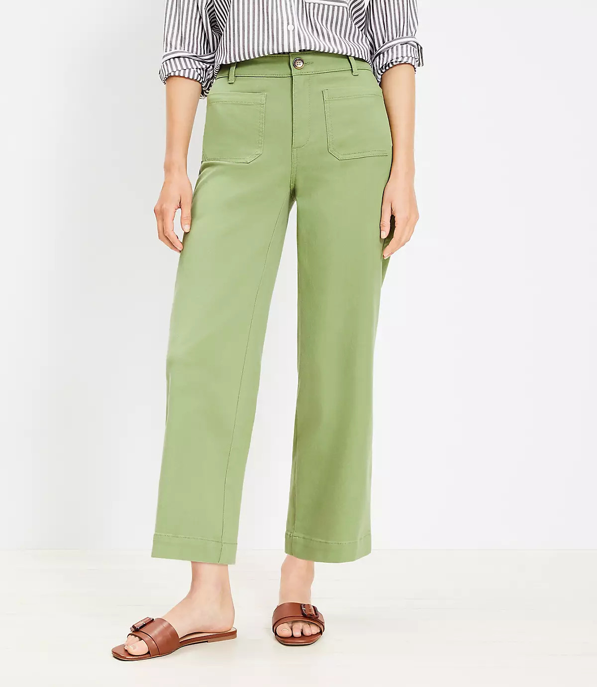 Palmer Wide Leg Crop Pants in Twill | LOFT