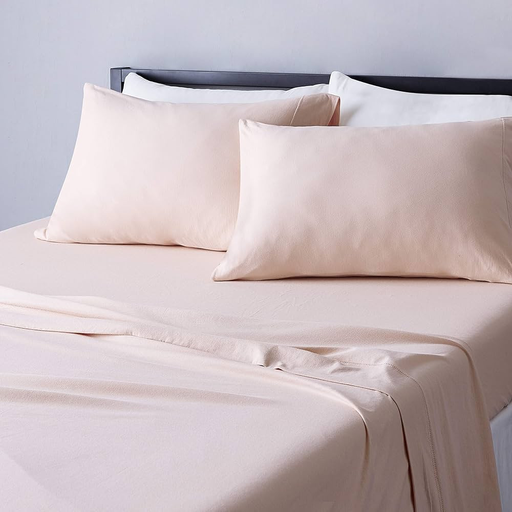 Amazon Basics 4 Piece Bed Sheet Set, 100% Cotton Jersey, Includes Super Soft, Flat and Fitted She... | Amazon (US)