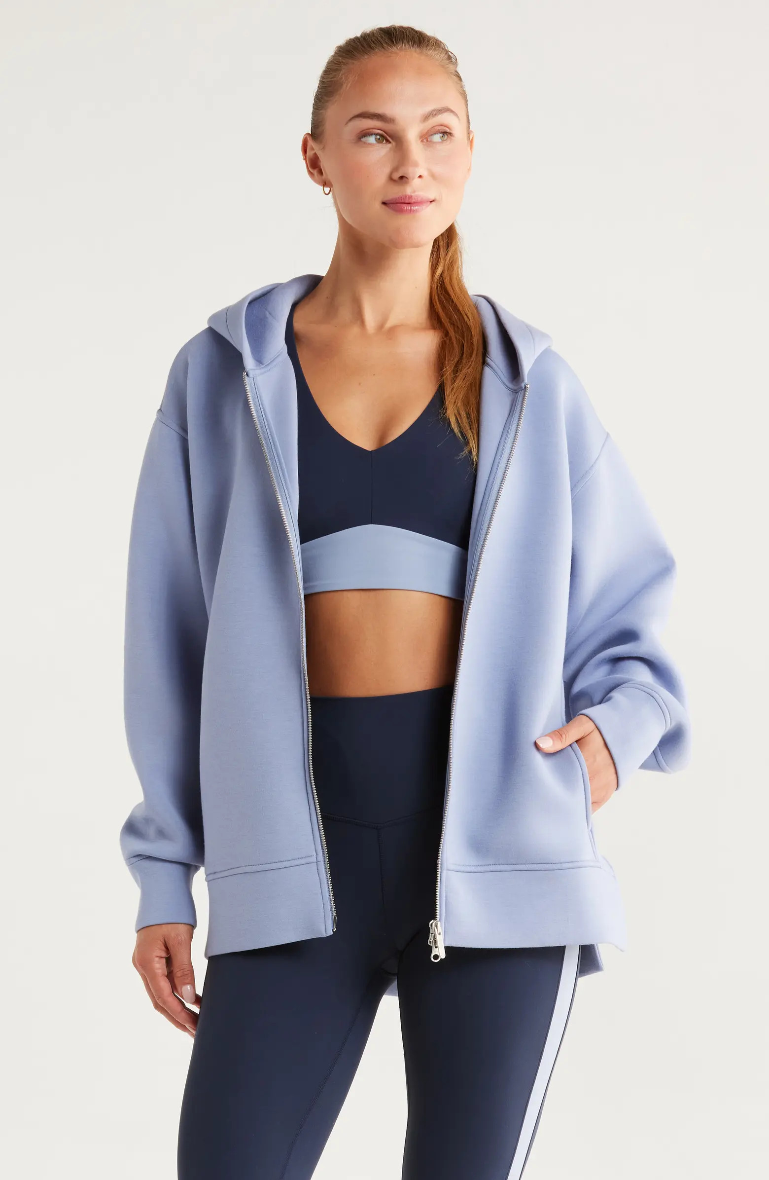 Zella Relaxed Fit High-Low Zip Hoodie | Nordstrom | Nordstrom