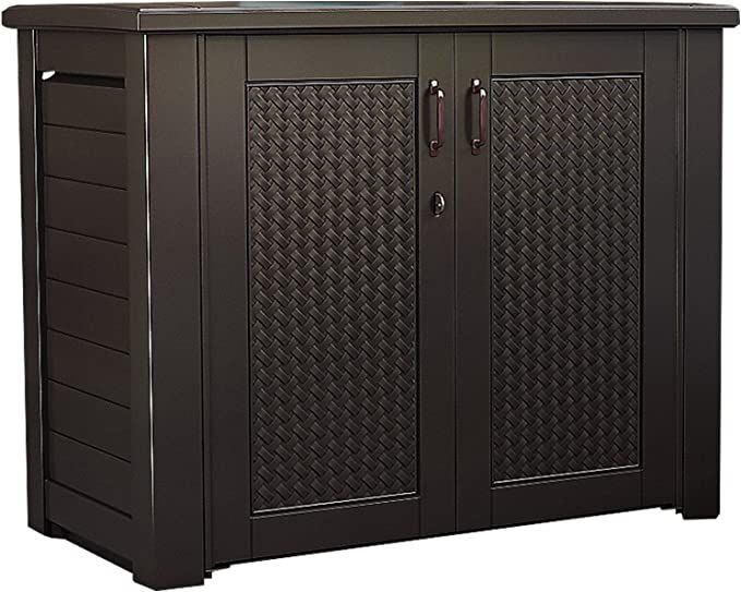 Rubbermaid Extra Large Decorative Patio Storage Cabinet, Weather Resistant, 123 Gal., Dark Teakwo... | Amazon (US)