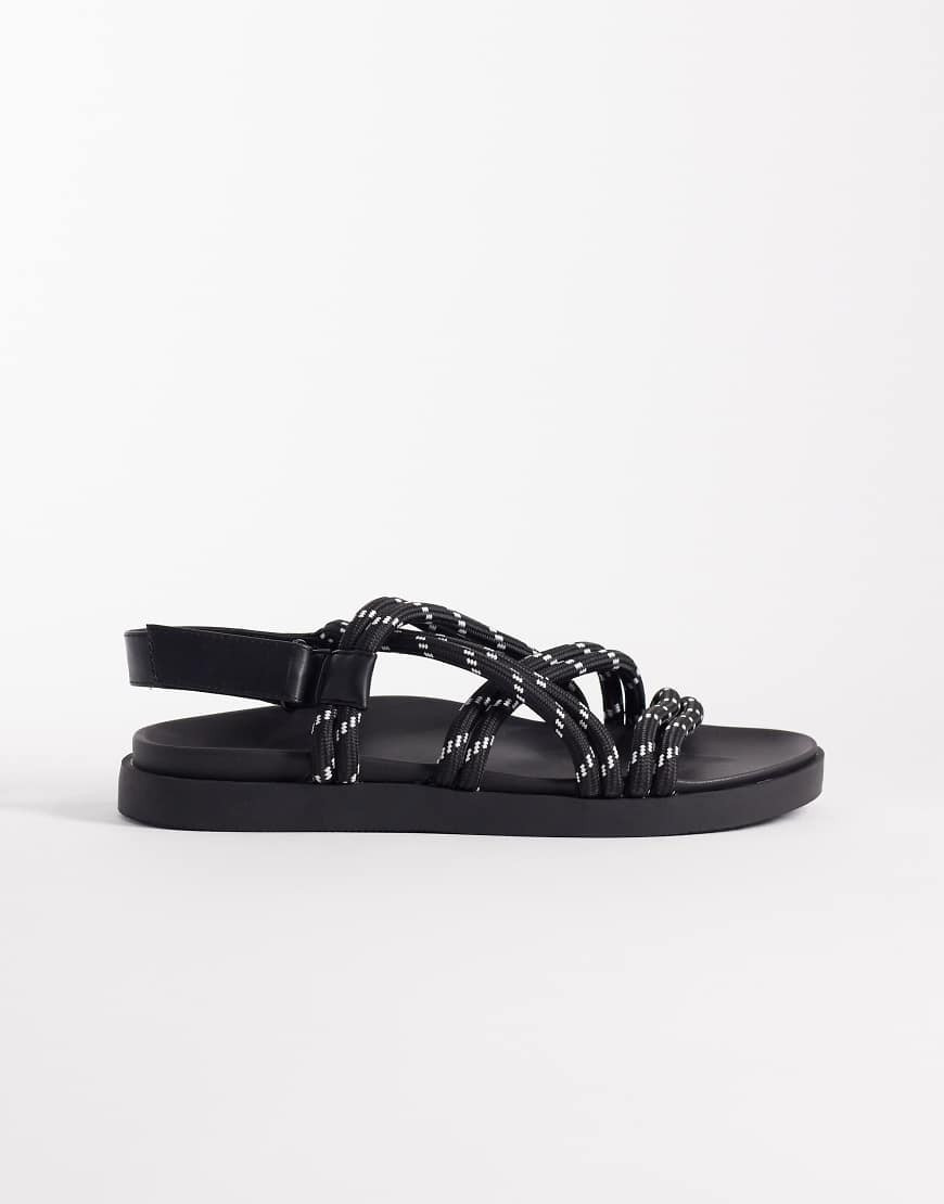 ASOS DESIGN cross strap rope sandals in black | ASOS (Global)