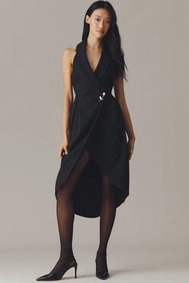 By Anthropologie Halter Tuxedo Stripe Midi Dress | Anthropologie (US)