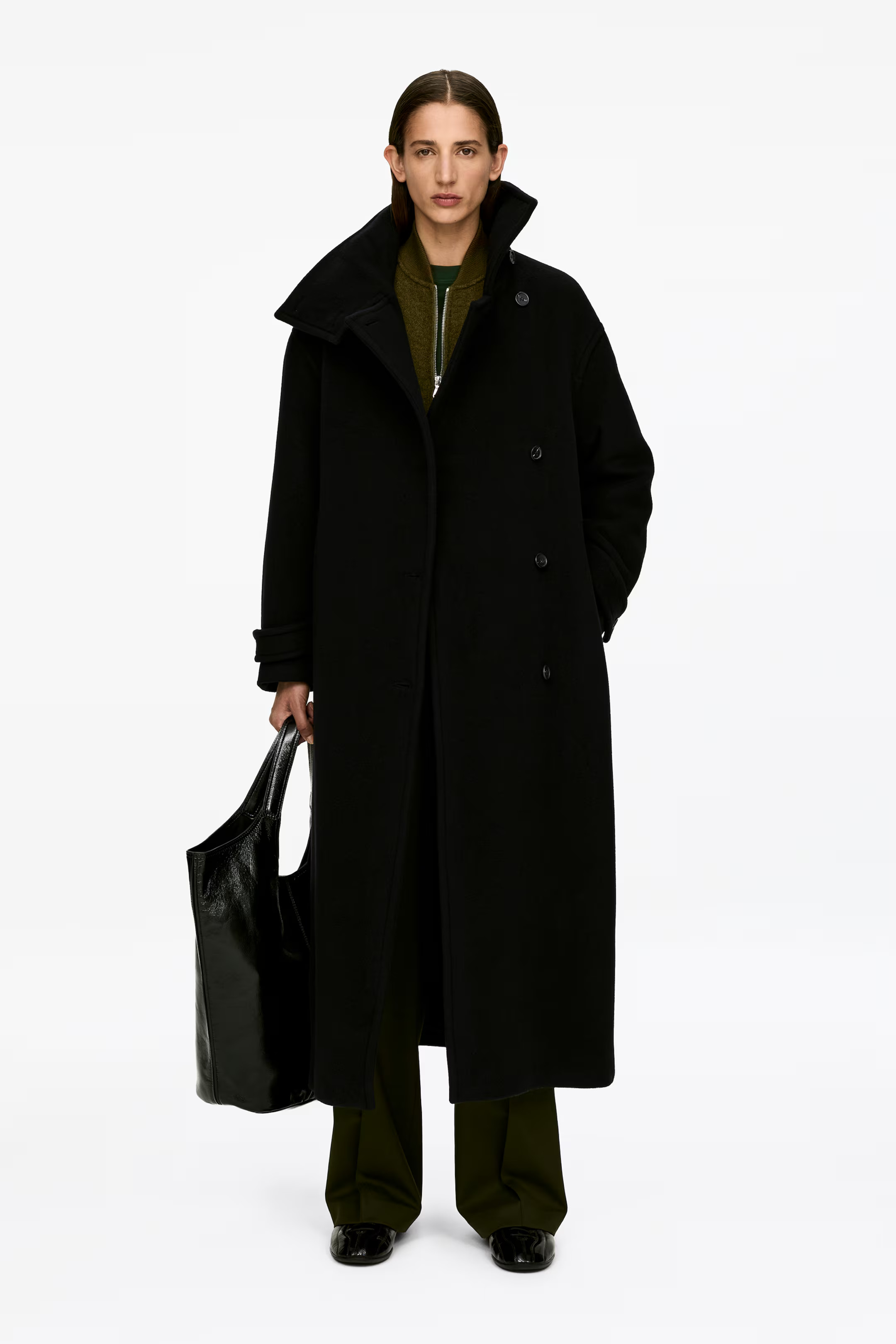 Oversized Wool-Blend Coat - Dark Brown - Ladies | H&M GB | H&M (UK, MY, IN, SG, PH, TW, HK)