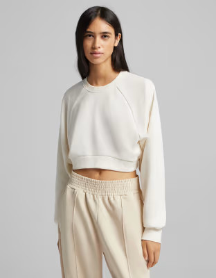 Bershka cropped sweatshirt in white | ASOS (Global)