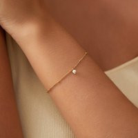 18K Gold Tiny Pearl Bracelet Charm Thin Layering Gift For Her Jewellry Christmas | Etsy (US)