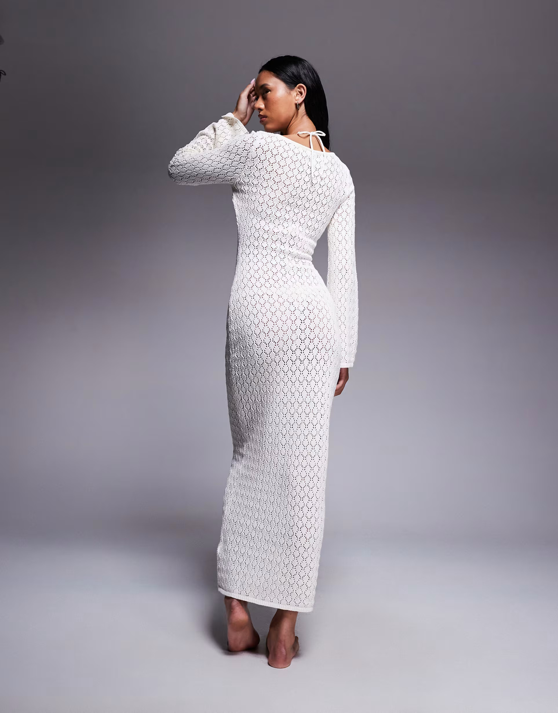 The Frolic exclusive crochet longsleeve maxi dress in cream | ASOS (Global)
