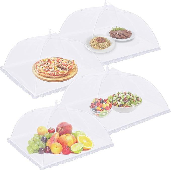 4 Pack Mesh Food Covers 17 inch, Large and Tall Food Covers, Pop-Up Mesh Food Covers Tent Umbrell... | Amazon (US)
