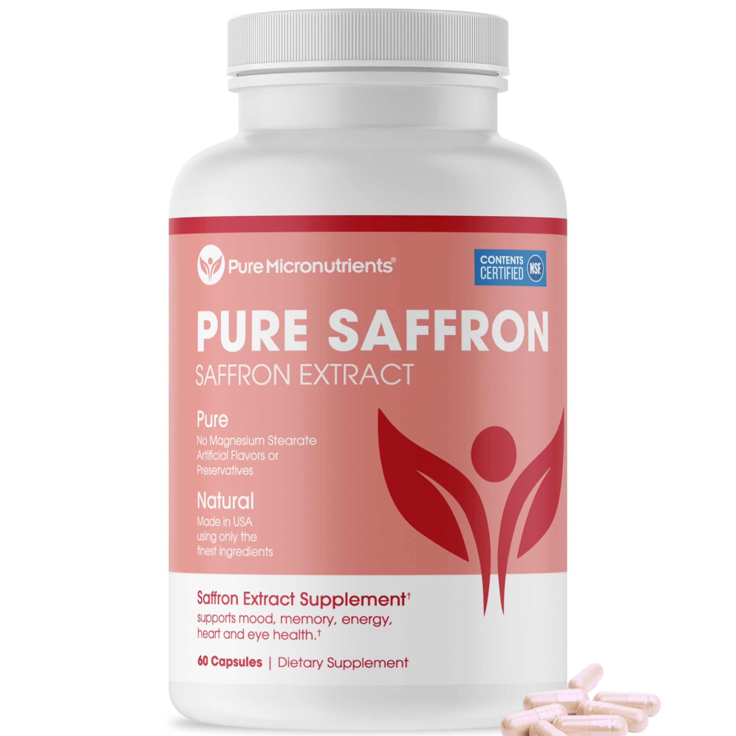 Saffron Supplements - 100% Pure Saffron Extract Capsules - Boost Energy & Mood, Support Eye & Hea... | Amazon (US)