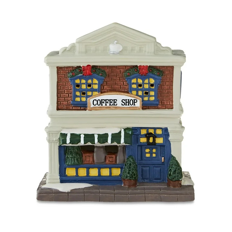 Porcelain Coffee Shop Mini Christmas Village Building, Multicolor, 3.93", by Holiday Time | Walmart (US)