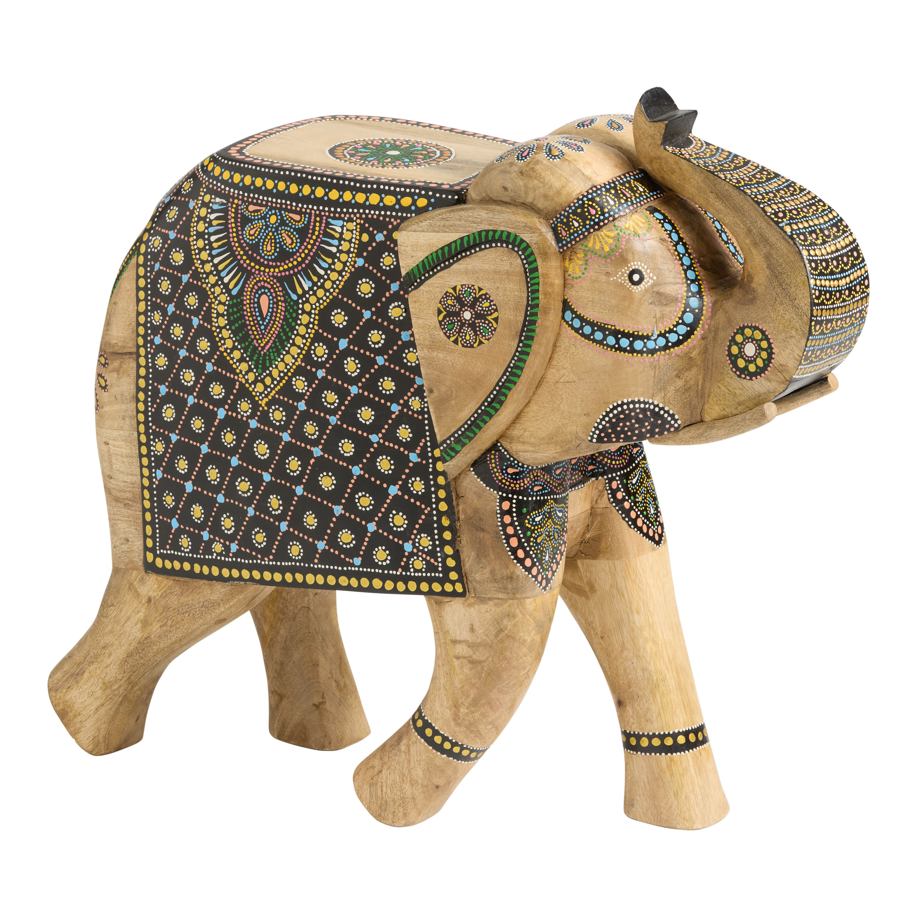 CRAFT Multicolor Carved Wood Elephant Floor Decor | World Market